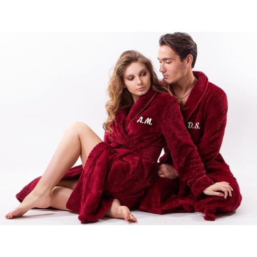 Couple Long Bathrobes, His and Hers robes, bath robe, customized robe, wedding gift, couple gift, Personalized robe-new bath- d1