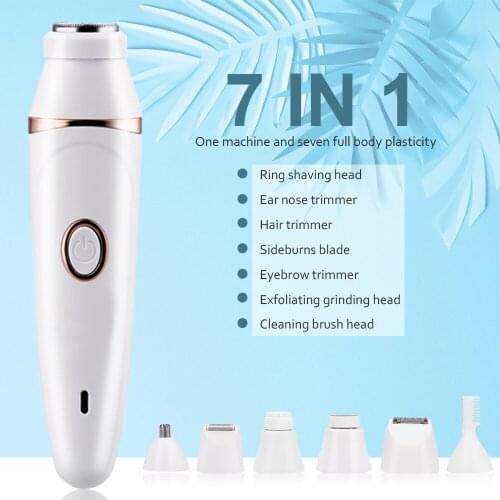 7 In 1 Electric Razor Women Shaver Painless Hair Removal Epilator Shaving Machine Face Beard Eyebrow Nose Trimmer Body Bikini