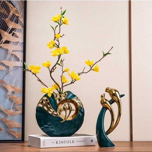 European Modern Ceramic Lover Birds Miniature Figurine Crafts Feng Shui Ornaments Home Decoration Accessories Wedding Gifts