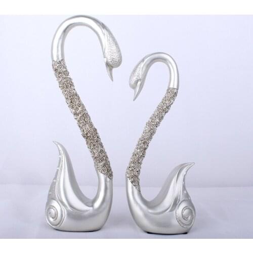 Resin Crafts European Lovers Swan Home Decor Get Married Wedding Gifts Decoration Garniture Present Souvenir Showcase A pair