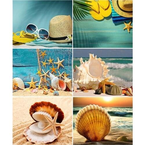 AZQSD Painting By Number Canvas Kits Seaside Landscape Handmade Gift DIY 40x50cm Pictures By Numbers Shell Home Decoration