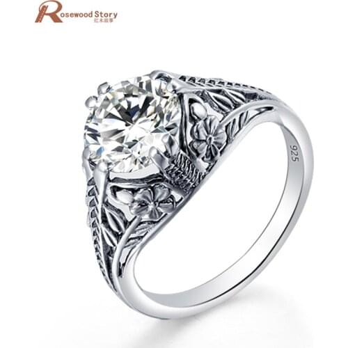 Fashion Jewelry Soild 925 Sterling Silver White Cubic Zircon Cocktail Ring Vintage Wedding Engagement Rings For Men Women Anel