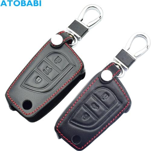 3 Buttons Leather Car Key Cover For New Toyota Camry Highlander Corolla Prado Reiz Crown RAV4 Flip Remote Fob Case Keychain Bag