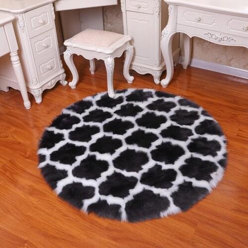 Round plush carpet bedroom rug imitation wool rug window decoration carpet child crawling carpet computer chair plush carpet