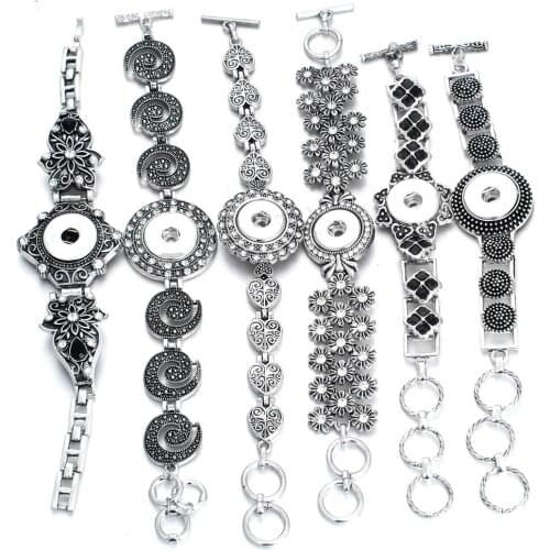 Metal Snap Bracelet Jewelry Interchangeable Snap Button Bracelet Bangles Fit 18mm 20mm Snaps For Women Men