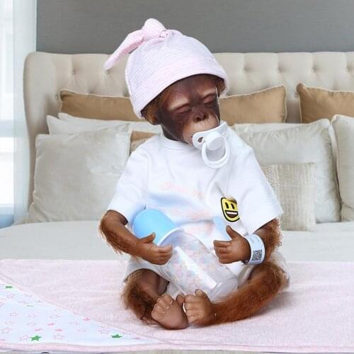 Monkey Baby Doll Soft Silica Gel Handmade Innovative Simulation Toy Decor With A Magnetic Pacifier Suitable For The Mouth