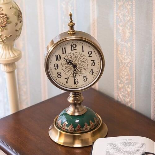 Metal Stainless Steel Vintage Table Clock Silent clock Retro Study Room Desk Horloge Free Shipping