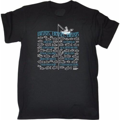 New Mens T-Shirt Design Casual Cool Fisher Excuses Mens Drowning Worms Birthday Gear Funny Fish Gift Best T Shirt