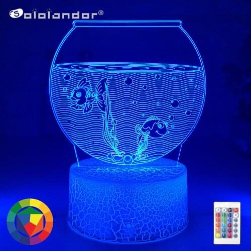 Newest 3d Led Light Night Creative Fish Tank Kids Table Lamp Hologram Illusion Bedroom Living Room 7 Colors Usb Led Light Lamps
