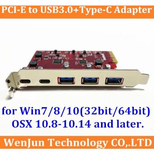 Super Speed Mac Pro 3*USB 3.0 +2*type-C PCI-E X4 Expansion Adapter Card For MAC PRO OSX 10.8-10.15.3 /Windows/ MACPRO 3.1-5.1