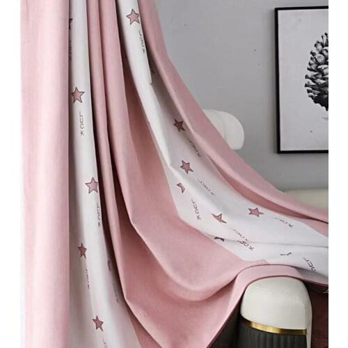 Thick Cashmere Jacquard Curtain Modern Minimalist Nordic Star Stripe Stitching Curtain Fabric Curtains for Living Room Bedroom