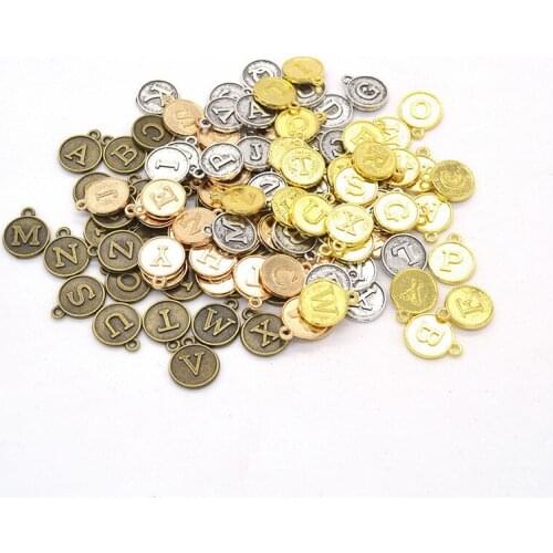 26 Pcs/Set) 15*12mm Metal Alloy Alphabet Charms Gold Silver Plated English Letters Pendants DIY Handmade Jewelry Accessories
