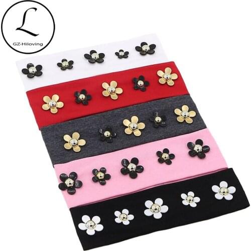 GZhilovingl 2019 Baby Girls Daisy Floral Headbands Headwear Kids Childs Toddler Elastic Cotton Hair Band Accessories School Gift
