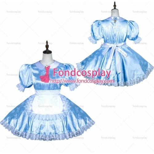 Sissy maid satin dress lockable Uniform cosplay costume Tailor-made[G3795]