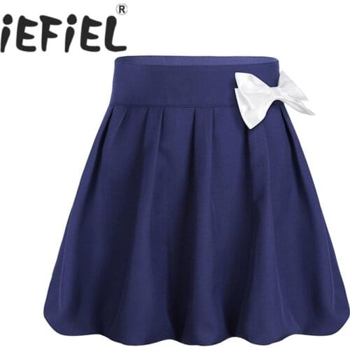 IEFiEL Kids Infant Baby Children Teenage Girls School Uniform Pleated Bowknot Scooter Skirt with Hidden Shorts for Dance Class