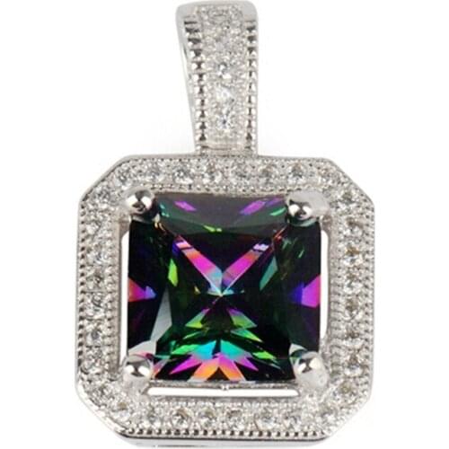 SHUNXUNZE Luxury Flash sale christmas Wedding pendants for women Jewelry Accessories Rainbow Cubic Zirconia Rhodium Plated R3210