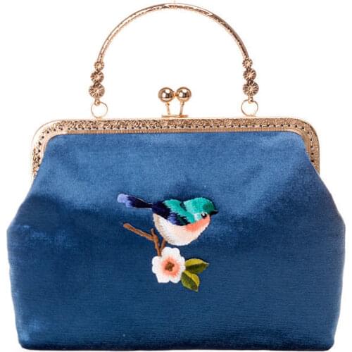 Vintage Embroidery Bird Shell Lock Bag Fringe Bags Chain Strap Women Shoulder Crossbody Bag Tote Womens Handbags Purses