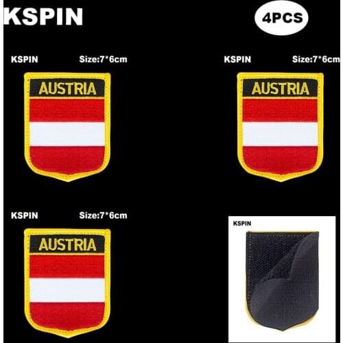 National Flag Patch Hook Loop Austria Badges Armband 3D Stick on Jacket Backpack Stickers