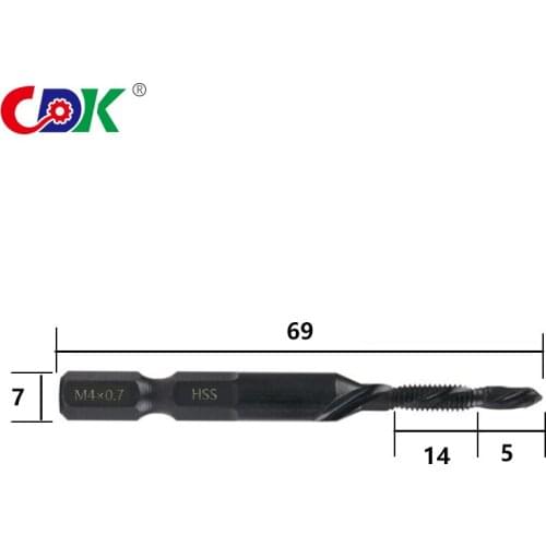 One M4 Screw Tap Drill Bits Hss Taps Metric Combination Bit High Speed Steel 1/4 IN Quick Change Head