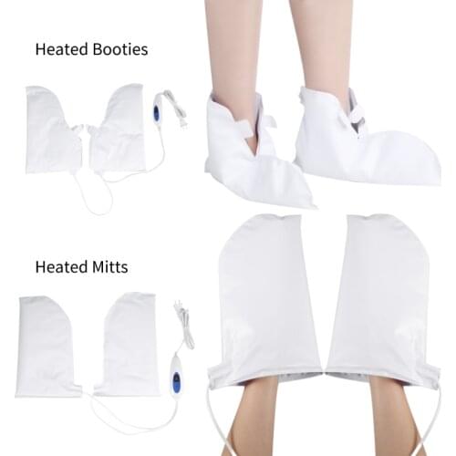 1 Pair Heated Foot Booties/Hand Mitts Skin SPA Mate Far Infrared Heated Therapeutic Gloves Washable Booties Arthritis Relief
