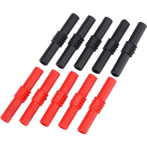 10pcs 4mm Black/Red Banana Jack Connectors Insulated Female to Female Adapter Coupler Connectors Mayitr