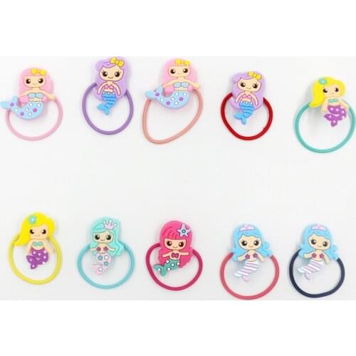 10pcs Kids Party Gift Mermaid High Elastic Hair Bands Birthday Party Decorations Baby Shower Souvenir Party Gifts for Guests