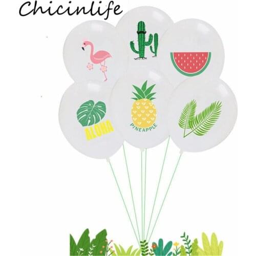 Chicinlife 10Pcs 12inch Flamingo Leaves Pineapple Cactus Latex Balloons Wedding Summer Tropical Birthday Party Decor Supplies