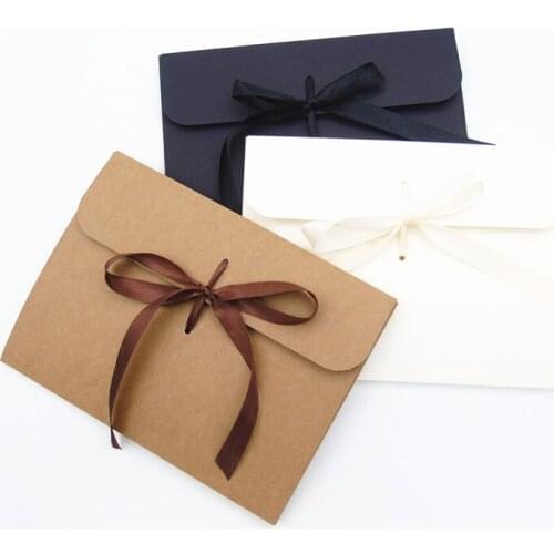 100Pcs/Lot 24x18x0.7cm/24x18x1.3cm Ribbon Kraft Paper Envelope Bag Handkerchief Silk Scarf Packing Boxes Envelope Gift Box