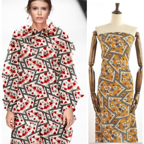 140cm wide flower printed silk fabric meter anti-wrinkle silk crepe de chine fabric 16mm shirt dress fabric wholesale silk cloth