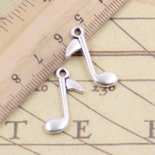 20pcs Charms Musical Note 23x13mm Tibetan Bronze Silver Color Pendants Antique Jewelry Making DIY Handmade Craft