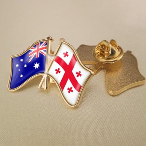 Australia and Georgia Crossed/Double/Friendship Flags Lapel Pins/Brooch/Badges