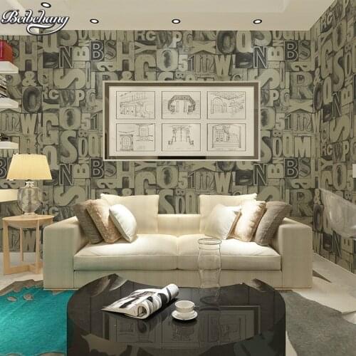 Beibehang Personalized bump three-dimensional English letters characteristics retro bar cafes coffee shop wall wallpaper new