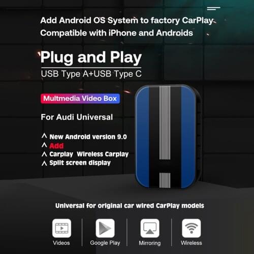 Wireless Carplay 4+32G Carplay Ai Box Built In GPS Car Multimedia Player USB A/ Type C for Au-di B-enz V-W for KI-A