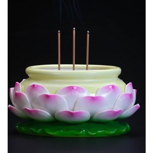 Buddhist Supplies, Painted Lotus, Incense Burner, 8Inch-9Inch Ceramic Incense,Sandalwood, Buddhist Worship, Have Gifts