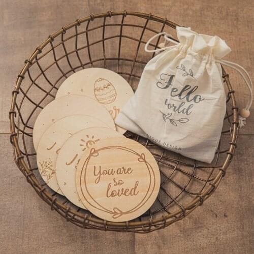 Wooden Baby Month Milestone Card Newborn Birth Month Birthday Milestone Wooden Teether Baby Kids Photography Props Toy