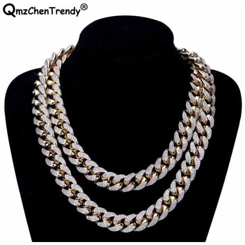 Men Women Hip Hop MIAMI CUBAN LINK Fully CZ Chain Necklace Copper Casting Micro Cubic Zirconia Clasp ICED OUT Bling Jewelry