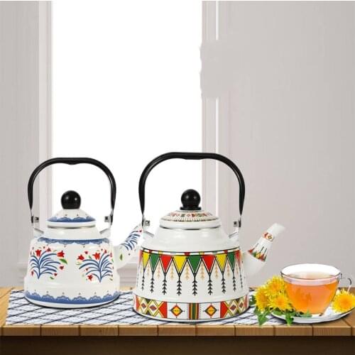 Chinese style enamel 2.5 liter teapot enamel pot kettle induction cooker can be used