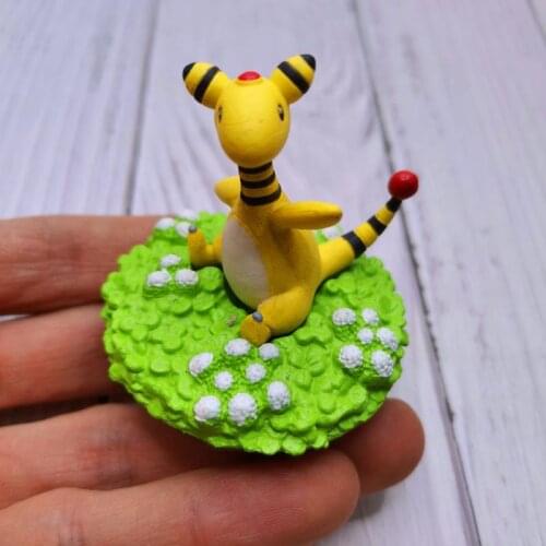 TOMY Pokemon Action Figure Gacha Cute Little Grass Ampharos Scene Doll Decoration Model Toy