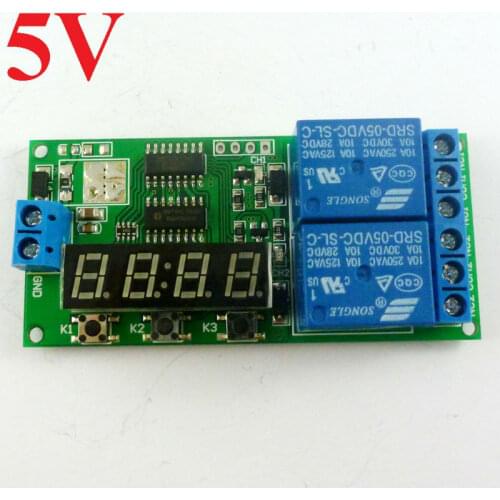 KC22B02_5V DC 5V 2 Channel Multifunction Delay Timer Module Delay Relay Controller Motor Reverse Cycle Loop Timers
