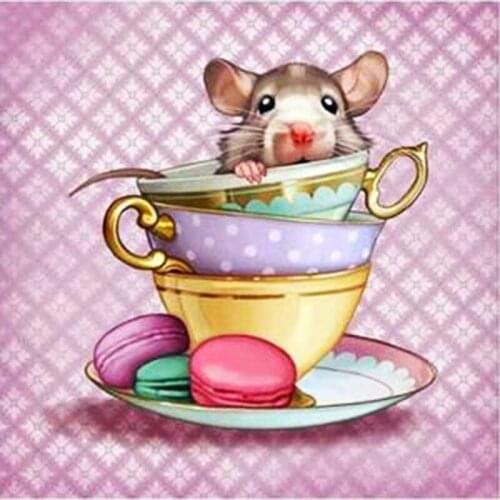 Kexinzu 5D Diy Full Round Square Stone Drill Diamond Painting Cute cup mouse Cross Stitch Mosaic Diamond Embroidery Gift 212