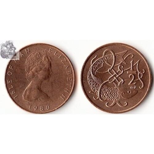 Isle of Man 0.5 Penny 1/2 Pence Coin 1980 Edition Coins Europe New Original Coin Commemorative Edition 100% Real Rare Eu