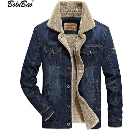 BOLUBAO Winter Men Denim Jackets Coat New Mens Street Trend Jackets Male Brand Plus Velvet Thickening Denim Jacket Coats