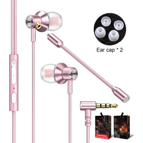 In-Ear Earphone Gaming Headset Gamer Earphone Dual Wheat Metal In Ear Remote Headphone Wired Headset With Microphone