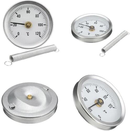 New 63MM 0-120 Centigrade Clip-On Pipe Dial Thermometer Metal Temperature Temp Gauge With Spring Industrial thermometer Garden