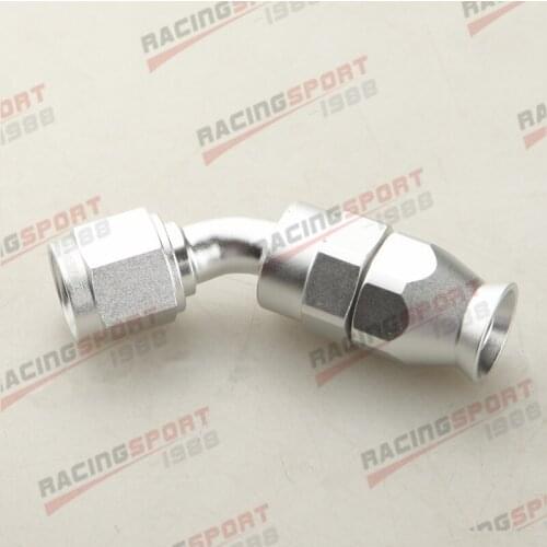 New AN-6 45 Degree Reusable Swivel PTFE Hose End Fitting Aluminum Alloy Silver
