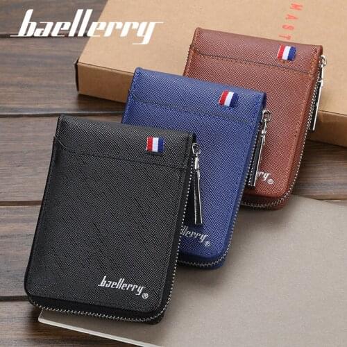 New High-End Mens Short Double Peak Zipper Zero Wallet Simple Fashion Multi Card ID Drivers License Male Messenger Bags