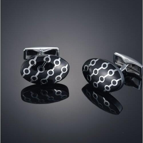 One Pair Fashion Cufflinks High Quality Oval Shape Enamel Black Wedding Party Cufflinks Nail Sleeve Men Female Shirts Tie Clips