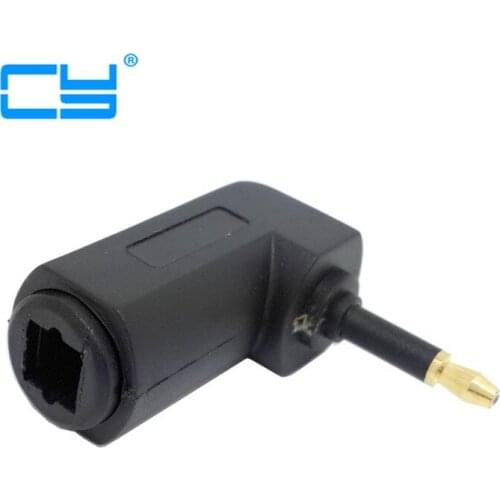 90 Degree Right Angled Optical Audio Adapter Regular Toslink Jack to Mini Toslink Plug 3.5mm