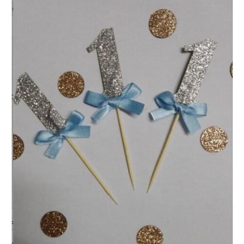 Personalized Glitter Number color birthday cupcake toppers Food Picks Wedding baby shower boyParty cake decorations