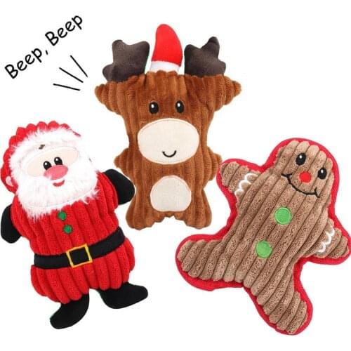 Squeaky Plush Dog Toy Christmas Dog Squeak Toys 3-Pack Santa, Reindeer, Snowman Plush Pet Toys for Small Medium Dog Pets